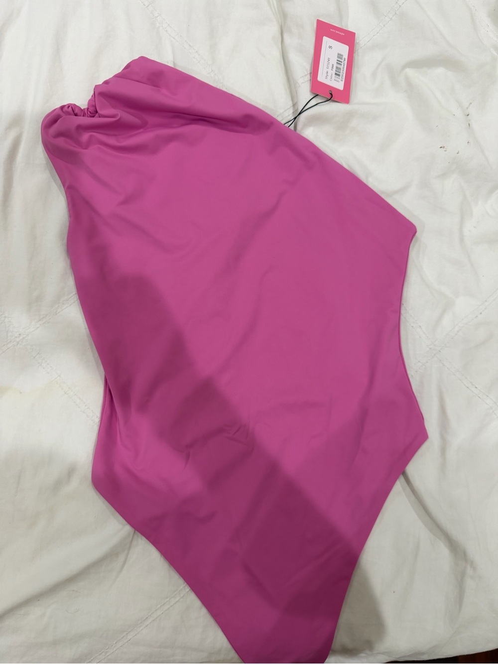Edikted Pink One-Shoulder Bodysuit